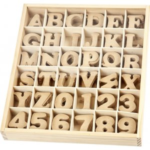 Holzbuchstaben und Zahlen - 288 Stück Holzbuchstaben und Zahlen - 288 Stück
