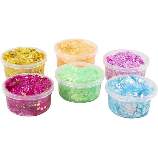 Glitzerknete, gemischte Farben, 6x20 ml Glitzerknete, gemischte Farben, 6x20 ml