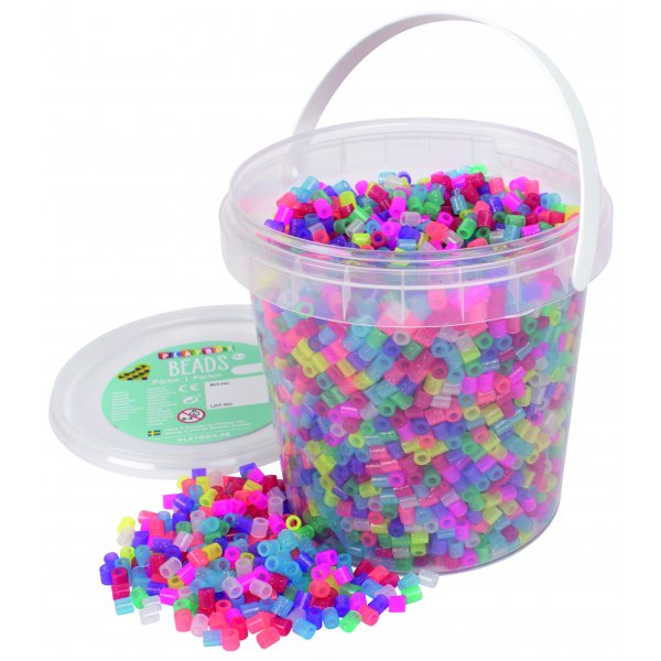Röhrenperlen Glitzermix im Eimer - 5000 Stk Röhrenperlen Glitzermix im Eimer - 5000 Stk