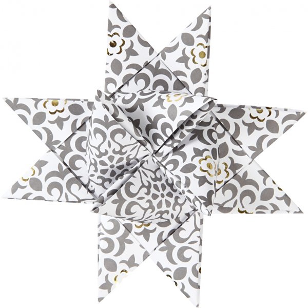 Sternstreifen - Gold - Weiß - Ø6,5+11,5 cm, 48 Streifen Sternstreifen - Gold - Weiß - Ø6,5+11,5 cm, 48 Streifen