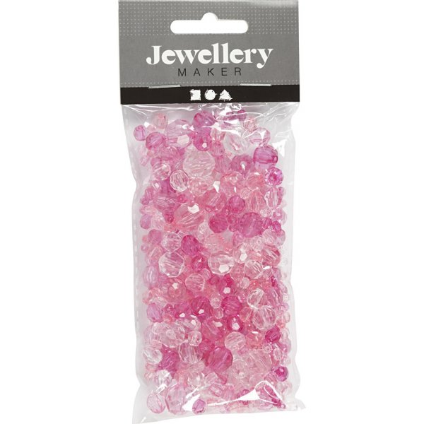 Harmony facettierte Kunststoffperlen - gemischt - rosa - 45 g