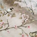 Kundenbild Wachstuch Blumen & Vogel - Grau