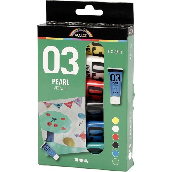 Schulfarbe Acryl - Metallic - Standardfarben - Metallic - 6 x 20 ml Schulfarbe Acryl - Metallic - Standardfarben - Metallic - 6 x 20 ml