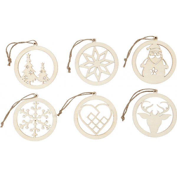 Weihnachtsdekorationen mit Aufhängekordel - Ø8 cm - 6 Stk Weihnachtsdekorationen mit Aufhängekordel - Ø8 cm - 6 Stk