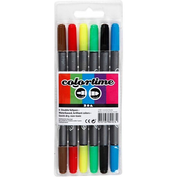 Colortime Doppelmarker - Standardfarben - 6 Stk Colortime Doppelmarker - Standardfarben - 6 Stk