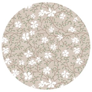 Runde Wachstuchplane mit kleinem Blumenmuster - Leinen/Grün Runde Wachstuchplane mit kleinem Blumenmuster - Leinen/Grün