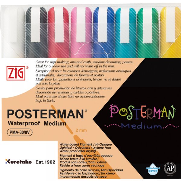Markierstift ZIG Posterman 2mm - 8 Farben