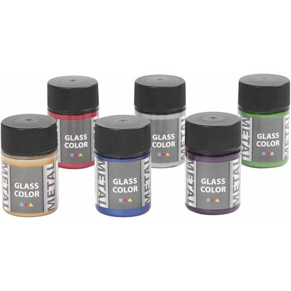 Glasfarbe Metall - Mischfarben - 6 x 30 ml Glasfarbe Metall - Mischfarben - 6 x 30 ml