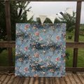 Kundenbild Wachstuch Blumen & Vogel - Blau