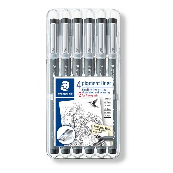 Pigmentliner Schwarz - 6 Stifte