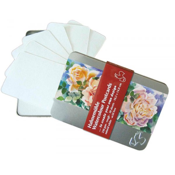 Aquarell-Postkarte in Blechdose Hahnemhle 230 g extra grobe Baumwolle - 148 x 105 mm