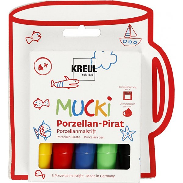 Mucki Glas- und Porzellanmarker - gemischte Farben - 5 Stk Mucki Glas- und Porzellanmarker - gemischte Farben - 5 Stk