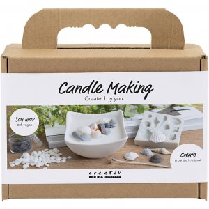 Mini-DIY-Set zum Kerzengießen aus Muschelschalen, Sojakerze, Grau & Cremeweiß Mini-DIY-Set zum Kerzengießen aus Muschelschalen, Sojakerze, Grau & Cremeweiß