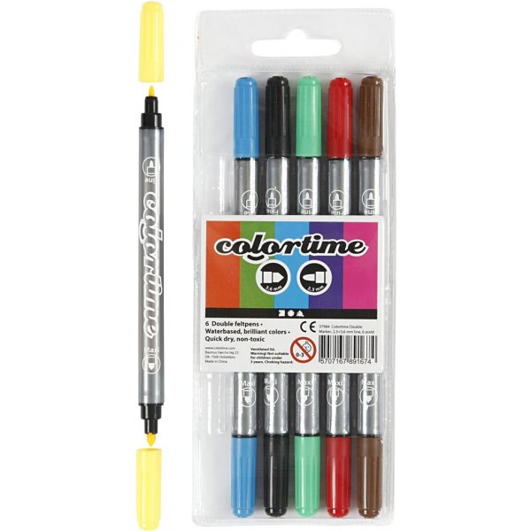 Colortime Doppelmarker - Standardfarben - 6 Stk Colortime Doppelmarker - Standardfarben - 6 Stk