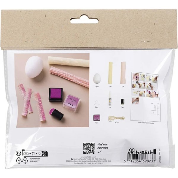 Mini DIY Kit Krepppapier, hellrosa, hellgelb, Eier Mini DIY Kit Krepppapier, hellrosa, hellgelb, Eier