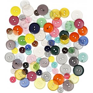 Knopfmix - 2 Löcher - gemischte Farben - 100 Stk Knopfmix - 2 Löcher - gemischte Farben - 100 Stk