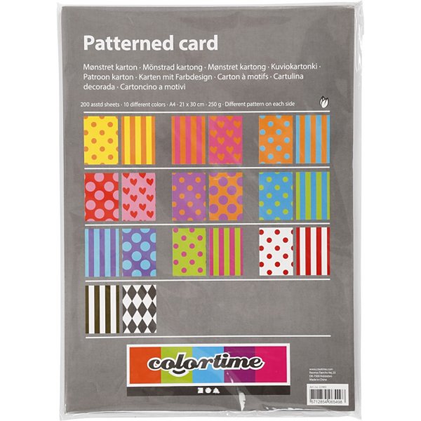 Gemusterter Karton - gemischte Farben - A4 - 200 Blatt Gemusterter Karton - gemischte Farben - A4 - 200 Blatt