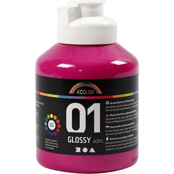Schulfarbe - Acryl - Rosa - glänzend - 500 ml Schulfarbe - Acryl - Rosa - glänzend - 500 ml