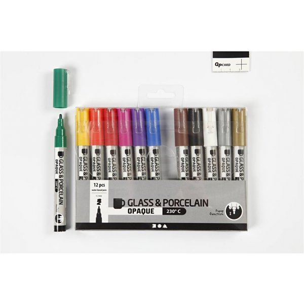 Glas- und Porzellanmarker - gemischte Farben - halbopak - 1-2 mm - 12 Stk Glas- und Porzellanmarker - gemischte Farben - halbopak - 1-2 mm - 12 Stk