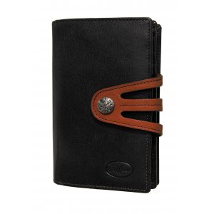 Herren-Geldbörse aus Rindsleder - Schwarz/Braun Herren-Geldbörse aus Rindsleder - Schwarz/Braun