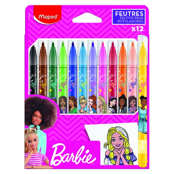 Faserstift-Set - Maped - Color\\\'Peps \\\"Long Life\\\" 12 waschbare Bleistifte Barbie-Motiv