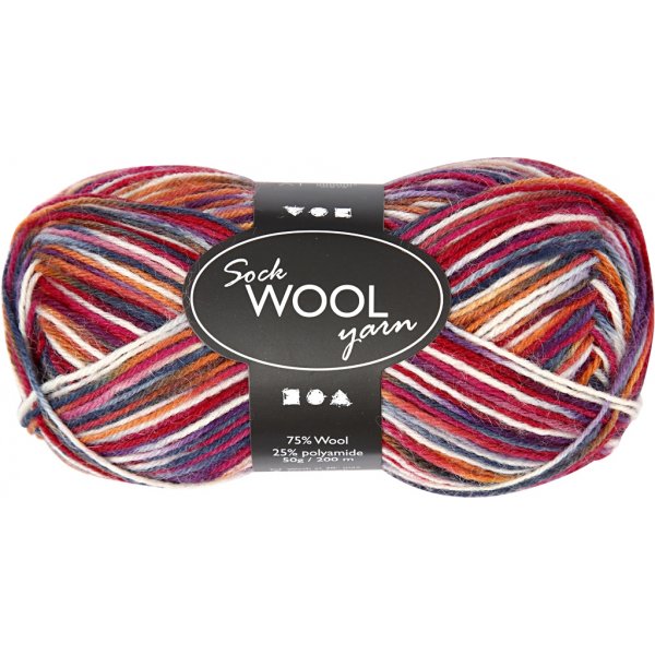 Sockenwolle - Blau/Rot-Harmonie - 50 g Sockenwolle - Blau/Rot-Harmonie - 50 g