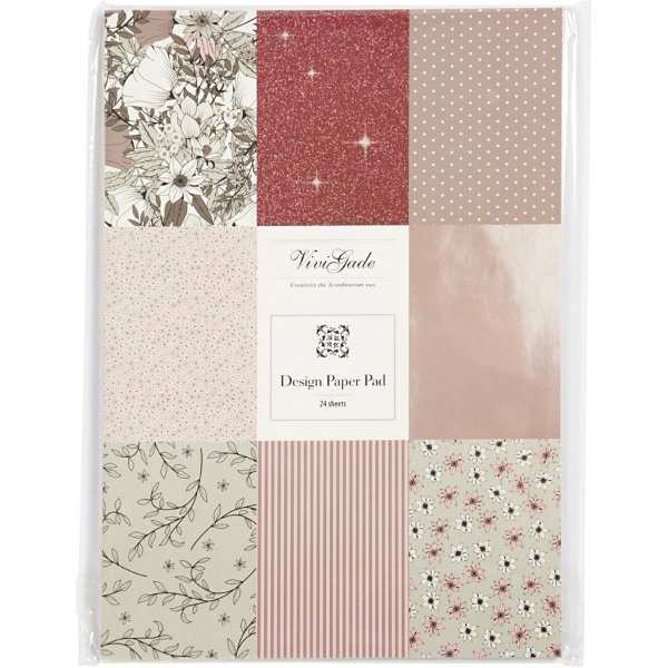Vivi Gade Designpapier in Blöcken - Beige/Rosa - 24 Blatt Vivi Gade Designpapier in Blöcken - Beige/Rosa - 24 Blatt