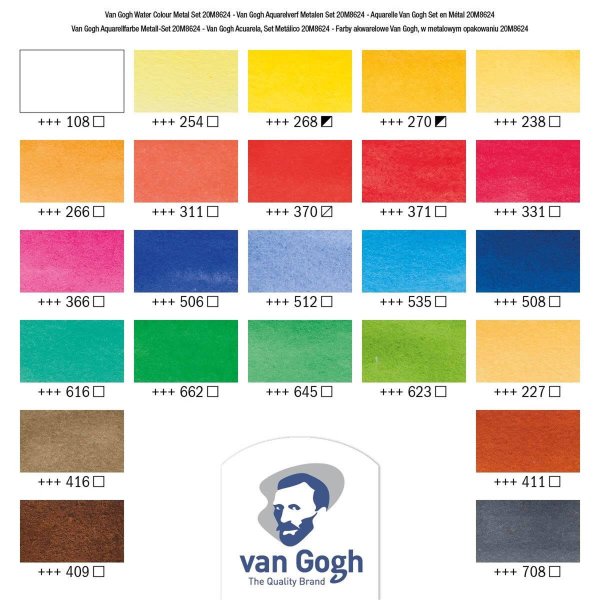 Van Gogh Aquarell-Set in Metallbox ½ Tasse (24 Farben) Van Gogh Aquarell-Set in Metallbox ½ Tasse (24 Farben)