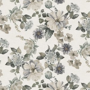 Wachstuch mit Blumenmuster - Beige