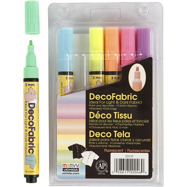 Deko-Textilstifte - 3 mm - Neonfarben - 6 Stk Deko-Textilstifte - 3 mm - Neonfarben - 6 Stk