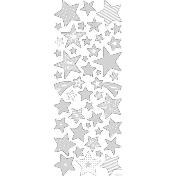 Aufkleber - Silber - Sterne - 10 x 24 cm Aufkleber - Silber - Sterne - 10 x 24 cm