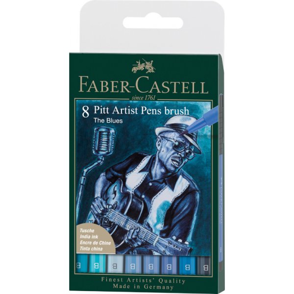 Zeichenstiftset - Faber-Castell - Pitt Artist - Blau - 8 Stifte (5F)