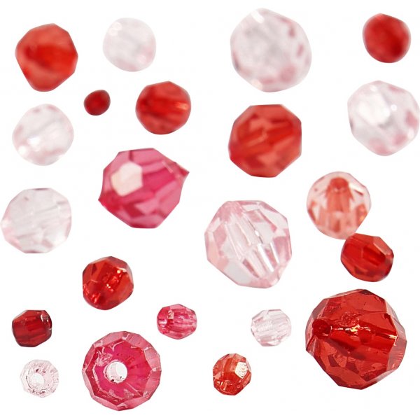 Facettierte Kunststoffperlen Harmony - gemischt - rote Harmonie - 45 g Facettierte Kunststoffperlen Harmony - gemischt - rote Harmonie - 45 g
