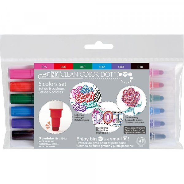 Pigmentpfannen ZIG Clean Color Dot - 6 Stifte