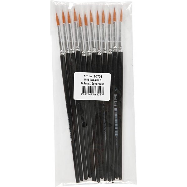 Gold Line Pinsel - Nr. 8 - rund - 12 Stk Gold Line Pinsel - Nr. 8 - rund - 12 Stk