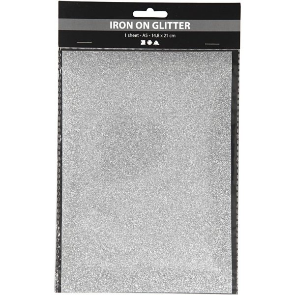 Bügelstoff - Silber - Glitzer - A5 Bügelstoff - Silber - Glitzer - A5