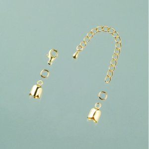 Verschlussteil Tulpe 6 mm - vergoldet 1 Paar mit Kette Verschlussteil Tulpe 6 mm - vergoldet 1 Paar mit Kette