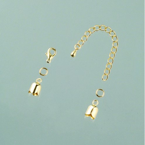 Verschlussteil Tulpe 6 mm - vergoldet 1 Paar mit Kette