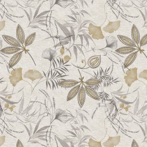 Wachstuch mit Ginkgo-Motiv - Beige