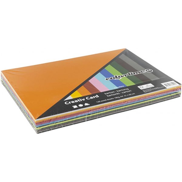 Kreativkarton - gemischte Farben - A4 - 12x10 Stk Kreativkarton - gemischte Farben - A4 - 12x10 Stk