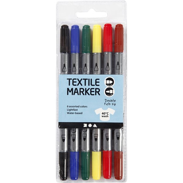 Textilmarker - Standardfarben - 6 Stk Textilmarker - Standardfarben - 6 Stk