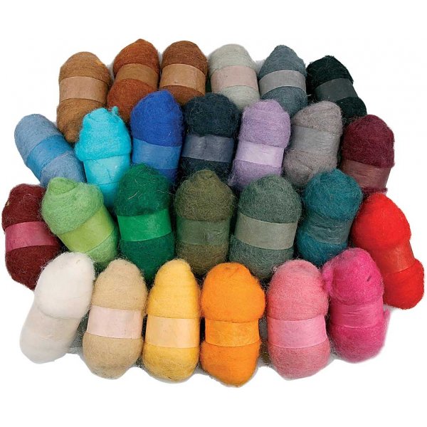 Kardierte Wolle - gemischte Farben - 26 x 25 g Kardierte Wolle - gemischte Farben - 26 x 25 g