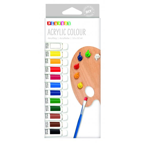 Acrylfarben-Set verschiedene Farben - 12 x 12 ml