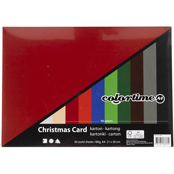 Weihnachtskarton - gemischte Farben - A4 - 30 Blatt Weihnachtskarton - gemischte Farben - A4 - 30 Blatt