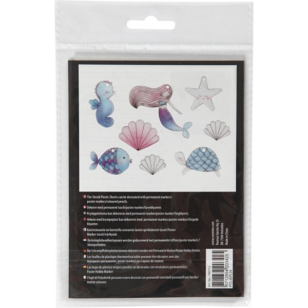 Schrumpffolie mit Motiv - matttransparent - Meerjungfrau - 4 Bögen Schrumpffolie mit Motiv - matttransparent - Meerjungfrau - 4 Bögen