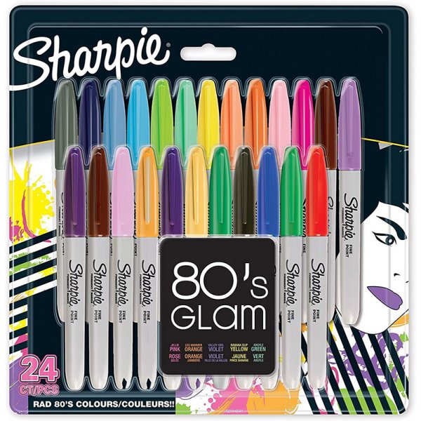 Faserstift-Set Sharpie - 80's Glam Permanent Markers - 24er-Pack unsortierte Farben Faserstift-Set Sharpie - 80's Glam Permanent Markers - 24er-Pack unsortierte Farben