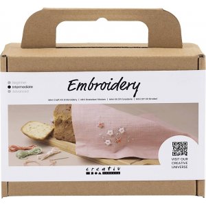 Mini DIY Kit Stickerei - staubige Rose - Stoffserviette Mini DIY Kit Stickerei - staubige Rose - Stoffserviette