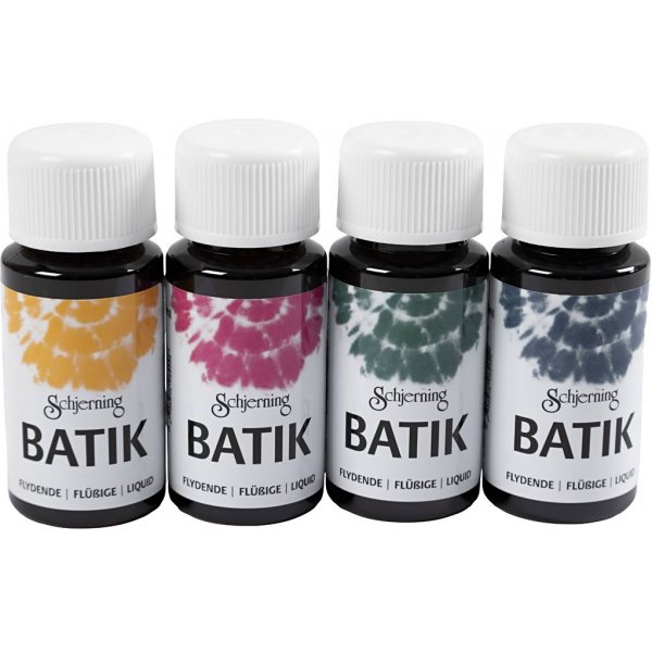 Batikfarbe - Marineblau - Grün - Rosa - Maisgelb - 4x50 ml Batikfarbe - Marineblau - Grün - Rosa - Maisgelb - 4x50 ml