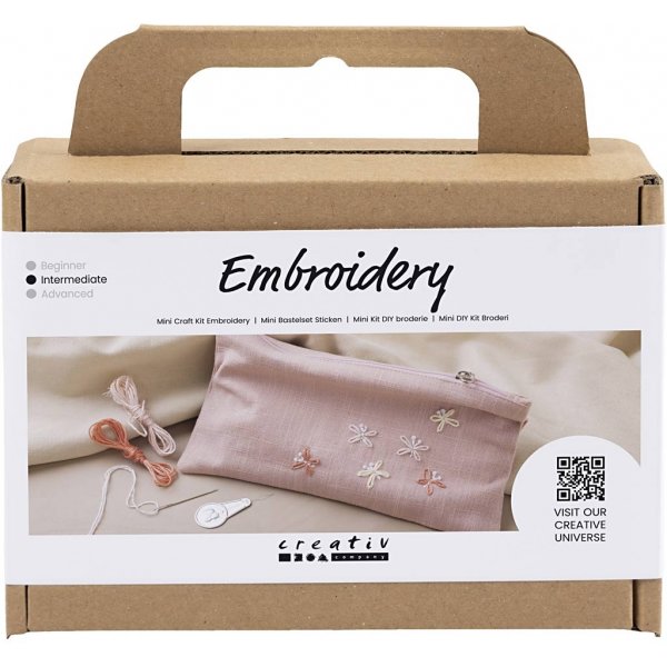 Mini DIY Kit Stickerei - staubige Rose - Umschlagtasche