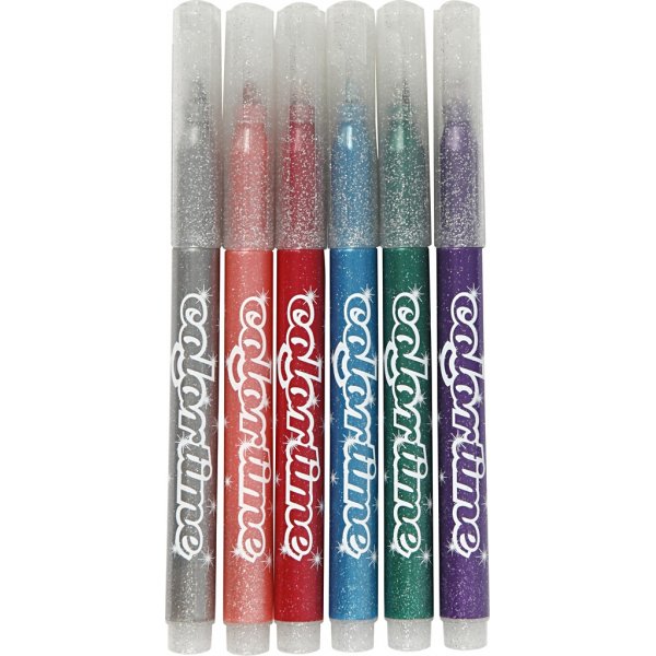 Colortime Glitzermarker - gemischte Farben - 2 mm - 6 Stk Colortime Glitzermarker - gemischte Farben - 2 mm - 6 Stk
